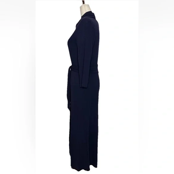 Boden Beatrice Jersey Jumpsuit Navy 3/4 Sleeve Tie Waist - Picture 3 of 8